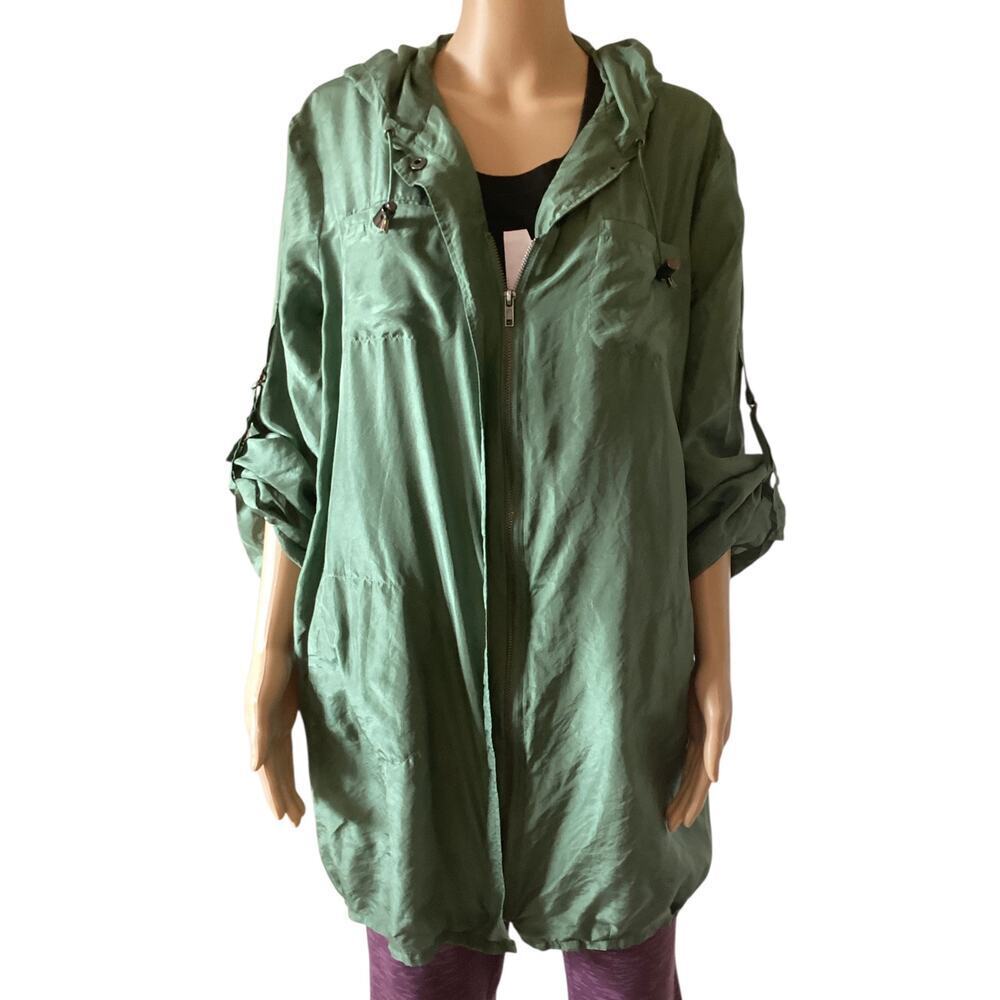 New York & Company 100% silk Jacket/Windbreaker Hoodie sz XL